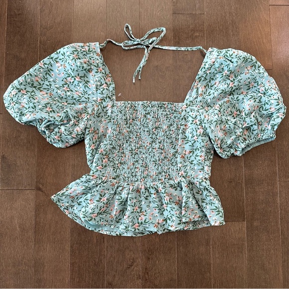 NWOT Astr The Label Clairemont Floral Milkmaid Peasant Boho Top Puff Sleeve XS - Picture 7 of 9